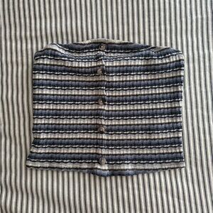 American Eagle Striped Button-Up Tube Top - XS
